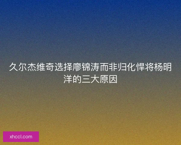 久尔杰维奇选择廖锦涛而非归化悍将杨明洋的三大原因