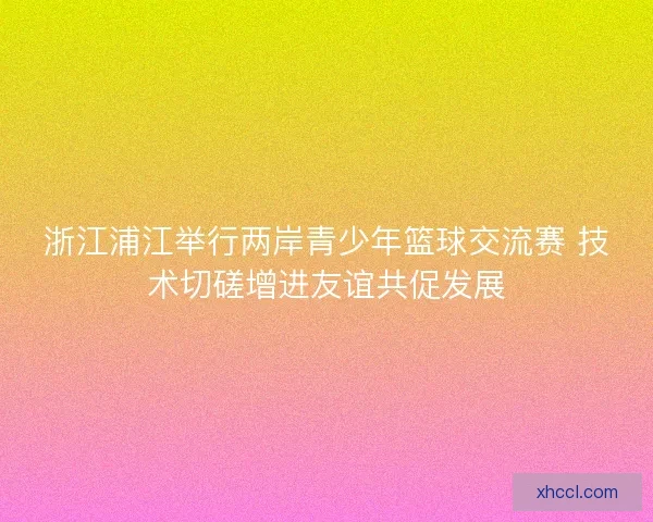 浙江浦江举行两岸青少年篮球交流赛 技术切磋增进友谊共促发展 浙江浦江举行两岸青少年篮球交流赛 技术切磋增进友谊共促发展